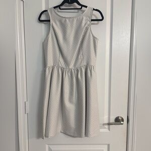 Kensie White and Black Polka Dot Sleeveless Fit & Flare Dress